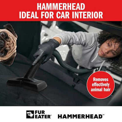 Hammerhead Pet Hair Remover Vacuum Attachment, Rubber Brush | Wide Lamellae Head, Dog & Cat Hair, Сouch, Carpet & Upholstery, Vacuum or Hand Use, Fits 1-1/4, 1-3/8 & 1-1/2 in Round Hoses - color: Newer Model