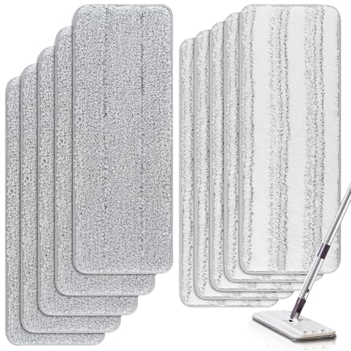 Microfiber Cleaning Pads: 10 Pack 13" X 4.9" Washable for Floor Cleaning Compatible with Tethys & Most 13 Inch Flat Mops - Replacement for Mop Bucket Set - color: 10 Packs - 5 Scrubby 5 Soft
