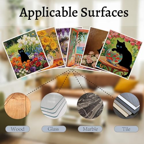 CREATCABIN 6Pcs Swedish Dishcloths for Kitchen Oil Painting Black Cat Swedish Cloths Reusable Dish Towels Absorbent Washable No Odor Cellulose Cleaning Sponge Cloth for Washing Dishes 6.7x7.6Inch - style: Oil Painting Black Cat