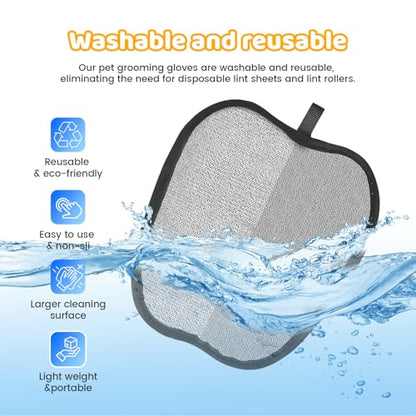 Pet Hair Removal Glove for Dogs & Cats, Sankell Upgraded Reusable Electrostatic Pet Hair Remover Glove, Magic Brush Mitt Tool for Couch, Furniture, Bed, Clothing, Carpet, Car Seat