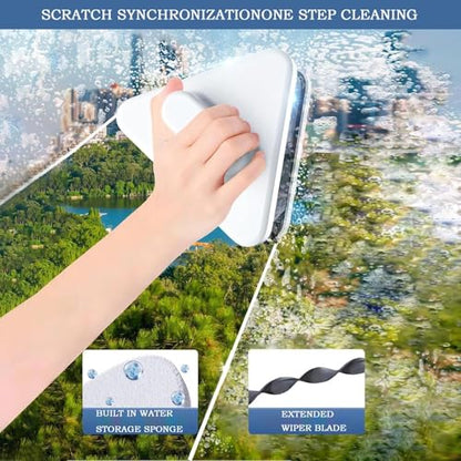 Magnetic Window Cleaner Tool,Windshield Cleaner Tool Magnetic,Double-Sided Cleaner Glass Tool, High Rise and Car,Magnetic Windshield Cleaner for High Rise, Car Glazed
