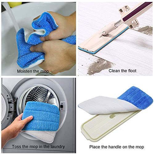 Microfiber Replacement Mop Pad, 18" x 6" Wet & Dry Home & Commercial Cleaning Refills, Reusable Floor Mop Pads (6 Pack) Blue - color: Blue