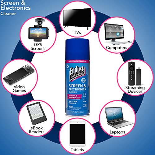 Endust for Electronics; Anti-Static Screen & Electronics Multi-Surface Foaming Cleaning Spray with Extra Large Microfiber Towel; 10 oz. Aerosol + 16"x16" Towel (096010PT)