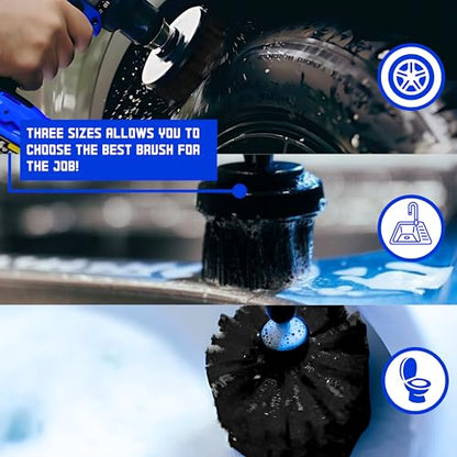 Diamond Shine 3-Pack Firm Drill Brush Attachment Set – Turns Drill Into Electric Power Scrubber for Brick, Fences, Cement, Decks, Metal & Grills