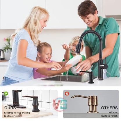 GAGALIFE Kitchen Sink Soap Dispenser Oil Rubbed Bronze, Under Sink Soap Dispenser with 40" Silicone Extension Tube, Say Goodbye to Frequent Refills - color: Oil-rubbed Bronze, size: with Hose