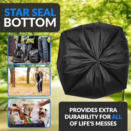 Reli. 95 Gallon Trash Bags Heavy Duty | 68 Trash Bags with Ties | Super Sizeable, Black, Serious Garbage Cleanup