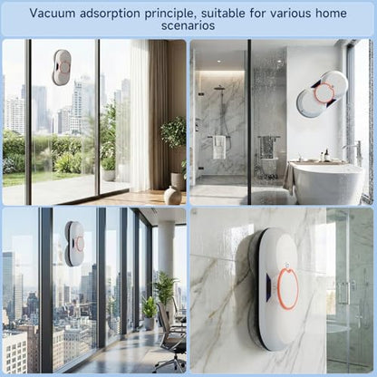 Smart Window Cleaning Robot - 5600Pa Suction Power, Double Ultrasonic Spray, 2 30ml Tanks, Smart Navigation, Anti-Drop, Remote Control, 3 Cleaning Modes for High Window Tile Mirror Glass Door