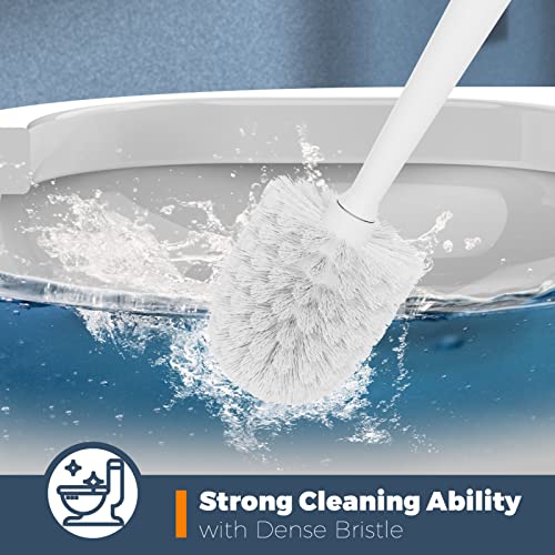 Holaloha Toilet Brush, 3 Pack Toilet Brushes for Bathroom with Holder, Bathroom Accessories Toilet Bowl Brush with 3 Clean Brush, Toilet Scrub Brush, Toilet Brush Set for Deep Cleaning, White - color: White