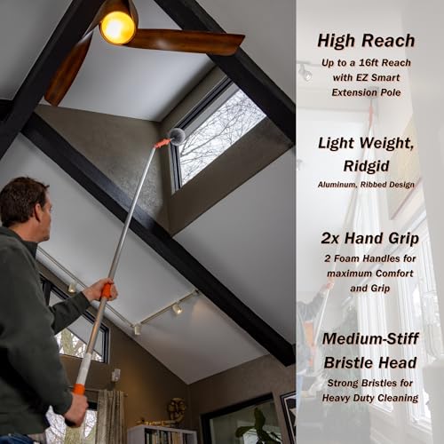 Cobweb Ceiling Fan Powered Duster Interior & Exterior | Adjustable Arm | for Hand use and Extention Pole use | Removable Cleanable Head | EZ Smart Power Duster (Extension Pole Sold Separately)… - size: Cobweb Duster Tool Only