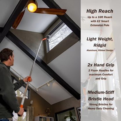 Cobweb Ceiling Fan Powered Duster Interior & Exterior | Adjustable Arm | for Hand use and Extention Pole use | Removable Cleanable Head | EZ Smart Power Duster (Extension Pole Sold Separately)… - size: Cobweb Duster Tool Only