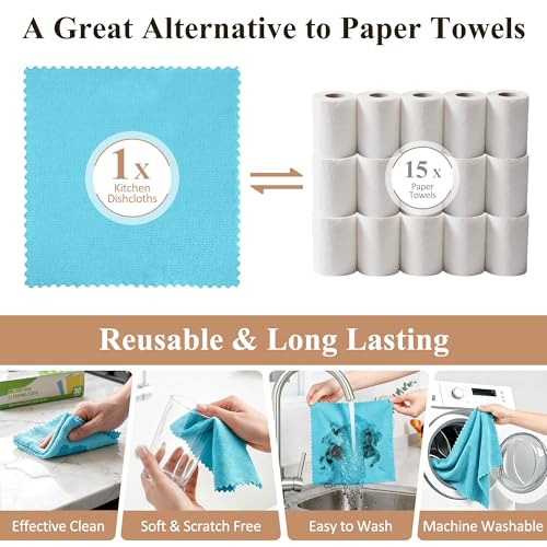 30 Pack Microfiber Cleaning Cloths, Dish Towels for Kitchen, Cleaning Rags for Car, Window, Bathroom, Household, Ultra Absorbent Cleaning Supplies Lint Free Streak Free, Reusable & Washable (Blue) - color: Blue