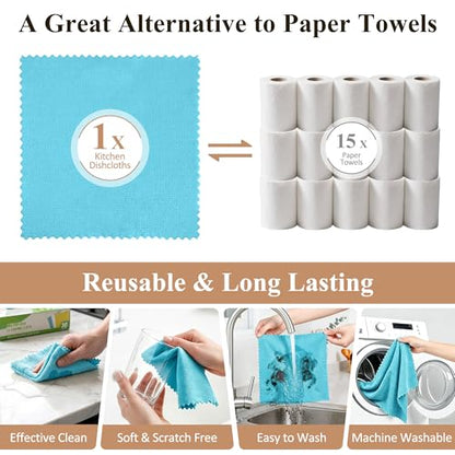 30 Pack Microfiber Cleaning Cloths, Dish Towels for Kitchen, Cleaning Rags for Car, Window, Bathroom, Household, Ultra Absorbent Cleaning Supplies Lint Free Streak Free, Reusable & Washable (Blue) - color: Blue