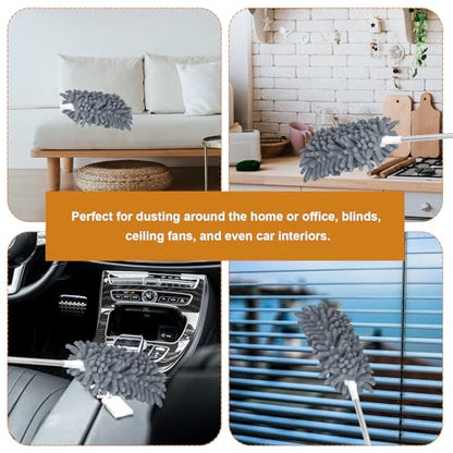 2pcs Duster Refills for Swiffer, Microfiber Dusters Heavy Duty Refills 360 Ceiling Fan Duster Replacements Reusable Hand Dusters for Cleaning (Gray) - color: Gray