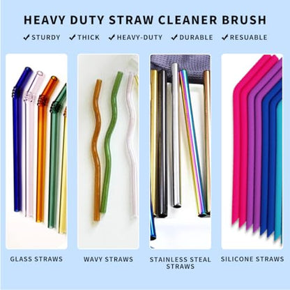 Extra Long 10 Inch Straw Cleaner Brush, Heavy Duty Thin Bristle Straw Brushes for Cleaning, Reusable Metal Straw Cleaner Brush Set for Stanley Cup, Glass Pipe & Drinking Straws (5-Pack) - size: 10 inch