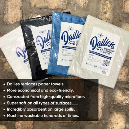 Microfiber Wholesale Dailies Microfiber Cleaning Cloths | 15-Pack (Blue) 12"x10" | Fits TowelNest Dispenser | Reusable, Absorbent, Washable | Eco-Friendly Paper Towel Alternative - color: Blue, size: 15 Count (Pack of 1)