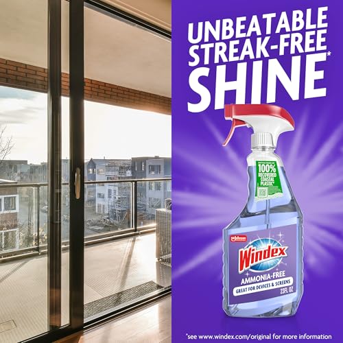 Windex Glass and Window Cleaner Spray Bottle, Ammonia Free, Packaging Designed to Prevent Leakage and Breaking, Crystal Rain Scent, 32 Fl Oz - size: 32 Fl Oz (Pack of 1)