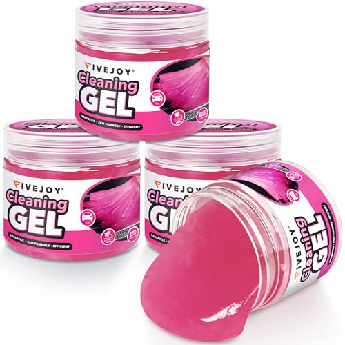 FiveJoy 4Pack Car Cleaning Gel, Car Gel for Cleaning for Interior, Reusable & Durable Detailing Tools, Dust Cleaner Gel for Keyboard Vent Cleaner Pink Slime Goop (640g/22.4oz) - color: pink
