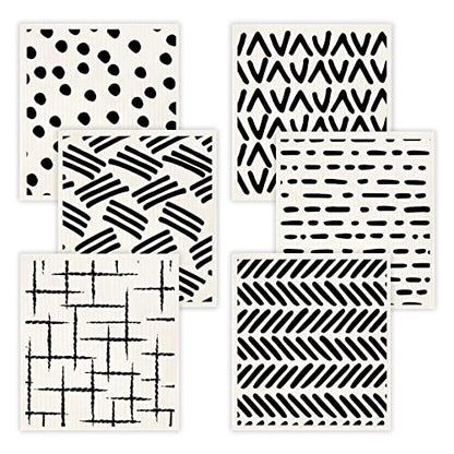 Swedish Dishcloths for Kitchen,6 Pack Black Minimalist Swedish Dish Towels,Cellulose Sponge Cloths,Non Scratch Reusable Paper Towels Biodegradable and Reusable Kitchen Dish Rags - color: Black