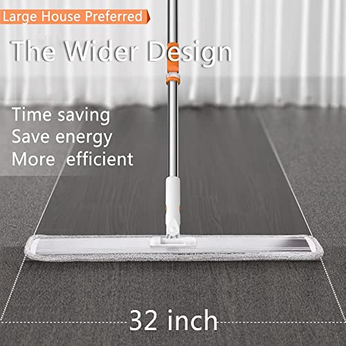 Mop Pads 32 inch Replacement 6 Pack Replacement Refills Washable Microfiber Pads Commercial Reusable Refill Fit for Most Flat Mop Frame - color: 32 in Mop Pads