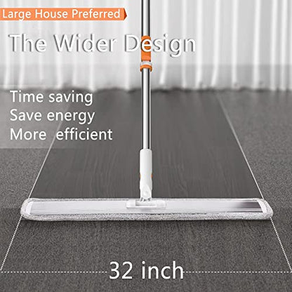Mop Pads 32 inch Replacement 6 Pack Replacement Refills Washable Microfiber Pads Commercial Reusable Refill Fit for Most Flat Mop Frame - color: 32 in Mop Pads