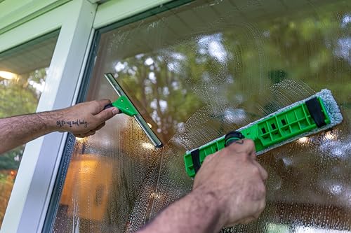Unger Commercial VisaVersa Window Cleaning Washer and Squeegee Pro Tool 18”/45cm - 2-in-1 Design with Microfiber Pad for Window Cleaners - VV450