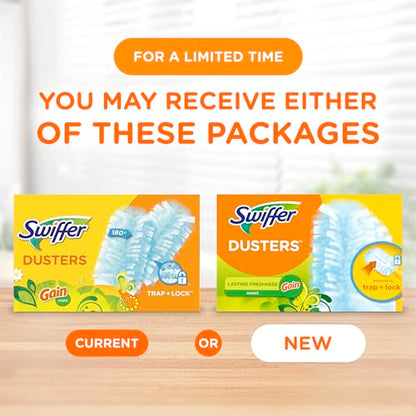 Swiffer Dusters Refill for Cleaning, Made by SWIFFER, Feather & Microfiber Duster Disposable Alternative, for Dusting Furniture, Blinds, Ceiling Fans, Helps Remove Allergens, Gain Scent, 18 Count - size: 18 Count (Pack of 1), style: Gain Scent, 18 Ct