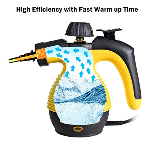 Goplus Handheld Pressurized Steam Cleaner, Multi-Purpose Steamer, Steam Iron, 1050W, W/Attachments(Yellow)
