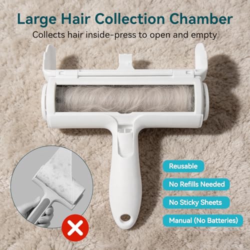 Roller Pet Hair Remover - Reusable Lint Roller for Dog & Cat Hair on Furniture, Couch, Carpet, Car & Bedding - Portable