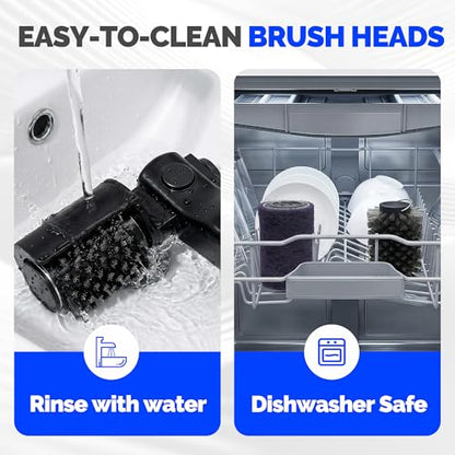 Electric Grill Brush, Cordless Rechargeable Grill Cleaner with 3-Speed Powerful Motor & 180° Adjustable 304 Stainless Steel Non-Shedding Brush Head, Automatic Cleaning for Outdoor Gas Grill & Grates