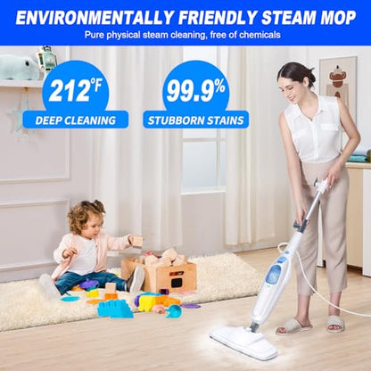 Electric Cleaner Floor Hot Steam Mop 1500W Floor Steam Cleaner 5-in-1 Tile Cleaner Hard Wood Floor Cleaner MultiPurpose Handheld Steam Cleaner with 2 Washable Microfiber Pads