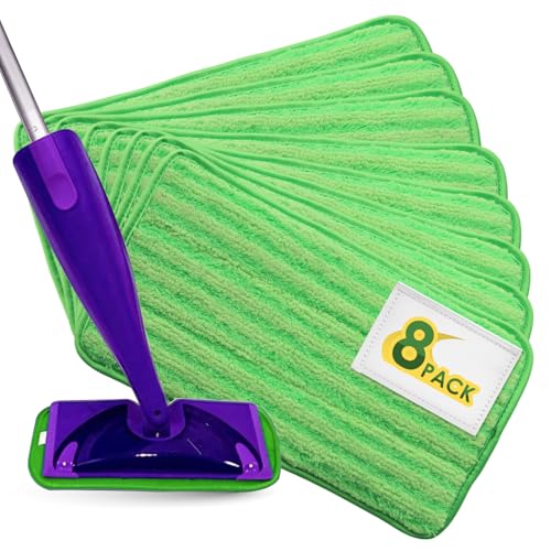 Reusable Floor Mop Pads - 8 Pack Swiffer Wet Jet Compatible Refills - Machine Washable, 12-inch Microfiber Mop Swiffer Wet Pads - Eco-Friendly Household Cleaning Supplies - size: 8 Count (Pack of 1)