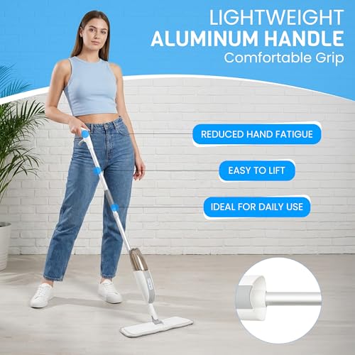 Spray Mop for Floor Cleaning, Refillable Bottle, Microfiber Pad, Lightweight Flat Mop