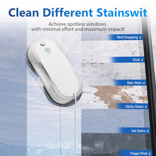 Tosima W5 Window Cleaning Robot, 6400Pa Max Adaptive Suction, Auto-Spray Smart Window Cleaner with Triple Safety System, Intelligent Navigation, Remote Control, for All Smooth Surfaces, White - color: White