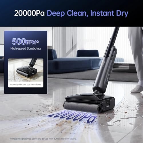 JONR H2 Cordless Wet-Dry Vacuum Cleaner and Mop for Hard Floors, Innovative Odor Free Design, 180°Lie-Flat Cleaning, Auto Self-Cleaning, Powerful Stick Vacuum Cordless for Pet Hair