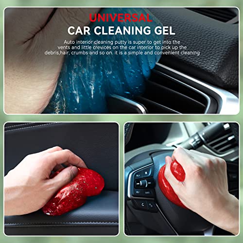 Auto Dynasty 2024 Universal Home/Office Keyboard/Interior Car Air Vent Auto Detailing Slime Cleaner Dust Cleaning Gel Putty Jelly, Pack of 2, Red and Blue - color: Red+Blue, size: 2 Pack