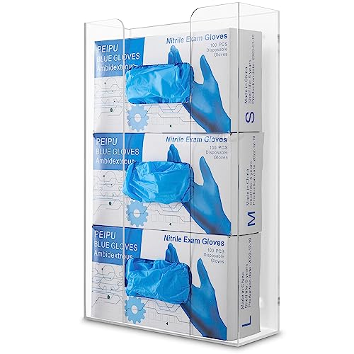 Stock Your Home Triple Acrylic Gloves Dispenser, Tissue Box Shelf, Glove Holder Wall Mount, for Kitchen, Cleaning Closet, Lab, Exam, Office - size: 1 Count, style: Triple Stack