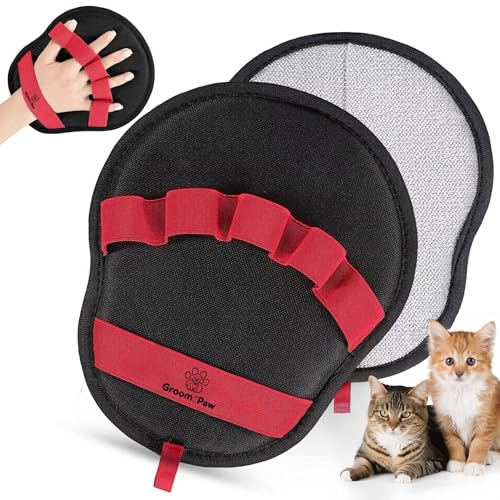Pet Hair Removal Glove | Cats and Dogs | Reusable Electrostatic Fur Remover with Upgraded Dual-Directional Bristles | Non-Slip Finger Loop Design for Laundry, Furniture, Clothes, Couch & Car (Red) - color: Red