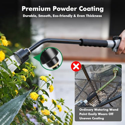 RESTMO Heavy Duty Full Metal Long Watering Wand, 24 Inches Gentle Soft Full Shower Sprayer Wand with Flow Control, Hose Wand for Hanging Baskets, Shrubs, Plants, Flowers, Garden and Lawn, Flash Black - color: Flash Black