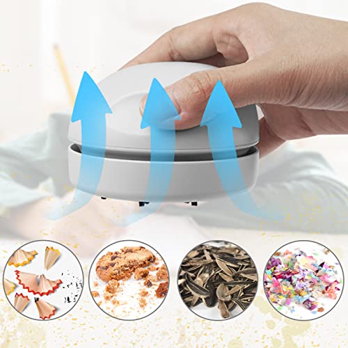 prowithlin Desktop Vacuum Cleaner USB Charging with Vacuum Nozzle Cleaning Brush, Detachable Design & Portable Mini Table Dust Vaccum Cleaners, Cleaning Dust, Crumbs, Piano, Computer, Car Etc(Gray) - color: Gray
