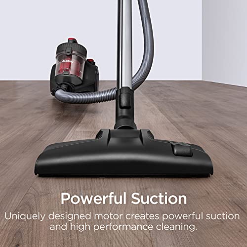 Eureka Bagless Canister Vacuum Cleaner, Lightweight Vac for Carpets and Hard Floors, Red, Whirlwind NEN110D - color: Red