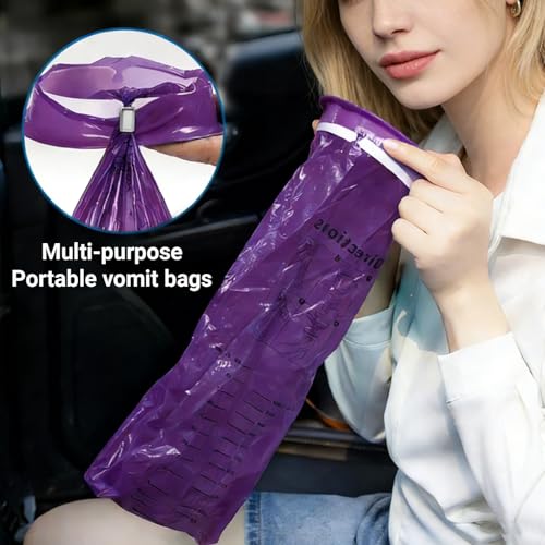 Vomit Bags Disposable,15 PCS 1000ML Bags Portable Throw Up Puke Barf Bag Thick Leak Resistant Motion Sickness Bag for Car Sick, Road Trip, Travel, Adults Pregnancy Nausea, Purple - color: 10Purple