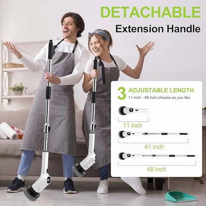 WKY-Electric Spin Scrubber - 10-in-1 Cordless Shower Scrubber & Cleaning Brush with Extendable Handle, 42 in-lbs Ultra High Torque, 2 Speeds, IPX7, LED Display, Smart AI Chip, for Bathroom, Kitchen