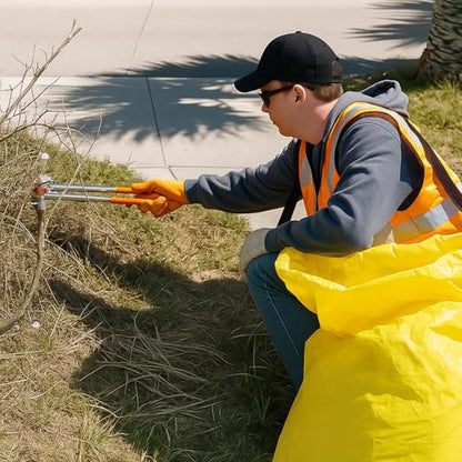 Faccito 1 Pack Litter Bag with Shoulder Strap Trash Pickup Bag Holder Lawn Leaf Chute Vinyl 4.45 Cubic Feet No Bending Portable Trash Picker Grabber for Patio Yard Garden (Yellow) - color: Yellow