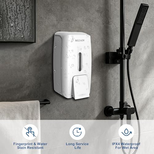 27fl oz Hand Soap Dispenser Wall Mount for Bathroom Kitchen Liquid Sanitizer ABS Plastic White 9088 - color: White