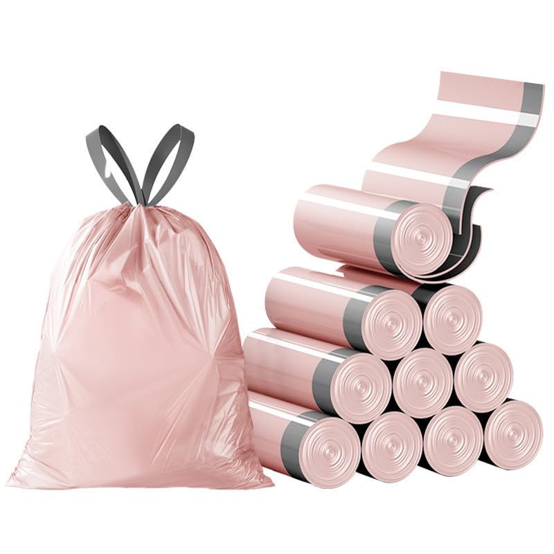 Thickened Drawstring Trash Bags, Disposable Kitchen Garbage Bags with Easy-Tie Handles, Leak-Resistant Material for Home Kitchen Bins, Suitable for Containing Wet and Dry Waste to Reduce Mess
