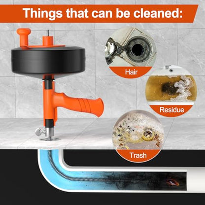 35ft Drain Snake Auger, Plumbing Snake With Drill Adapter, Heavy Duty Flexible Sink Steel Plumbing Auger Bathroom Hair Clog Removal Tool, Manual Or Powered - No auto retract or feed