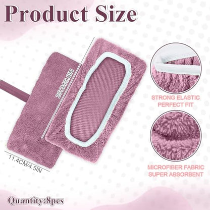 8 Pack Reusable Microfiber Mop Pads - Dry Sweeping Cloths & Wet Mopping Cloths - Washable Wet Pads Refill for Mopping Floors (Mop is not Included), Pink - color: Pink 8-pack