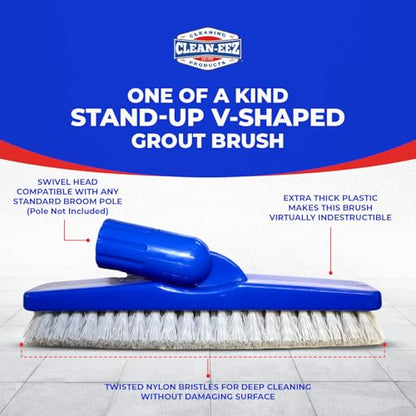 Clean-eez Grout Cleaner 2 Pack with Stand-Up Brush Attachment - Stain Remover Heavy-Duty Scrubber - Bathroom Shower Ceramic Porcelain Tile & Grout Only - Easy Control Flip Top Cap - 32 oz.