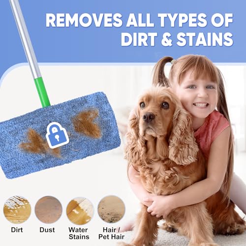 6-Pack Reusable Microfiber Mop Pads Compatible with Swiffer Sweeper, Dry & Wet Sweeping Cloths - Washable Wet Pads Refill for Multi-Surface/Hardwood Floor Cleaning -Blue - color: Blue