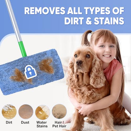 6-Pack Reusable Microfiber Mop Pads Compatible with Swiffer Sweeper, Dry & Wet Sweeping Cloths - Washable Wet Pads Refill for Multi-Surface/Hardwood Floor Cleaning -Blue - color: Blue